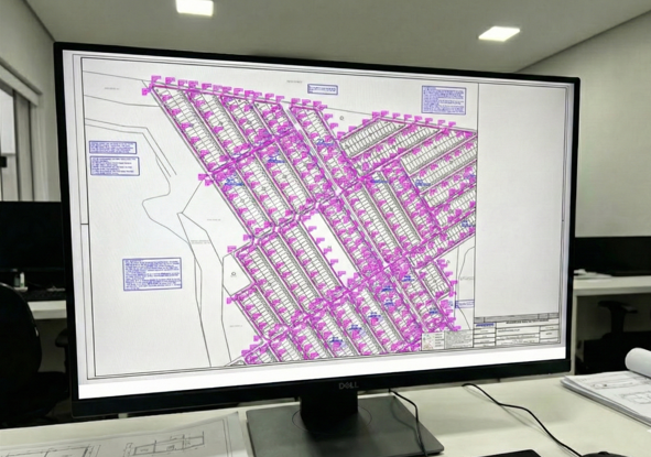 Obra elétrica em edifício corporativo.
